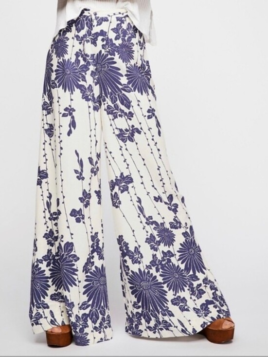 Free People Pants - Free People‎ Sundae Stroll Palazzo Printed Wide Leg Pant Euro Vaction Resortwear